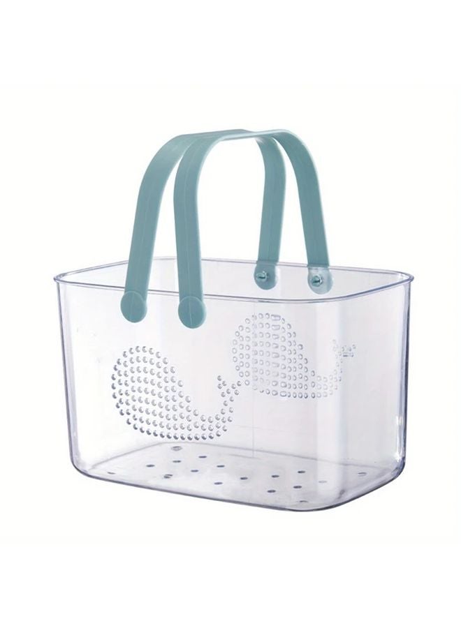 Blue Portable Shower Caddy Bathroom Storage Basket With Handles Organizer Box - Image 1