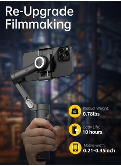 AOCHUAN Phone Gimbal Stabiliser 3-Axis Smartphone Foldable Gimbal for iPhone Gimble with Focus Wheel TikTok YouTube Vlog Stabiliser for iPhone & Android  - Image 4