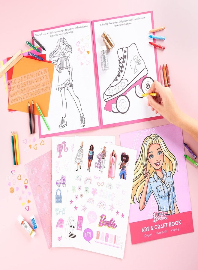 Barbie® Creative Activity Kit - Multiple Activity Barbie themed DIY Craft Kit for Kids Age 7+ Years & Above - an interesting array of activities, both trendy and enjoyable - Includes drawing, colouring, art and craft, sticker-based activities, origami and several other amazing DIY activities - Image 3