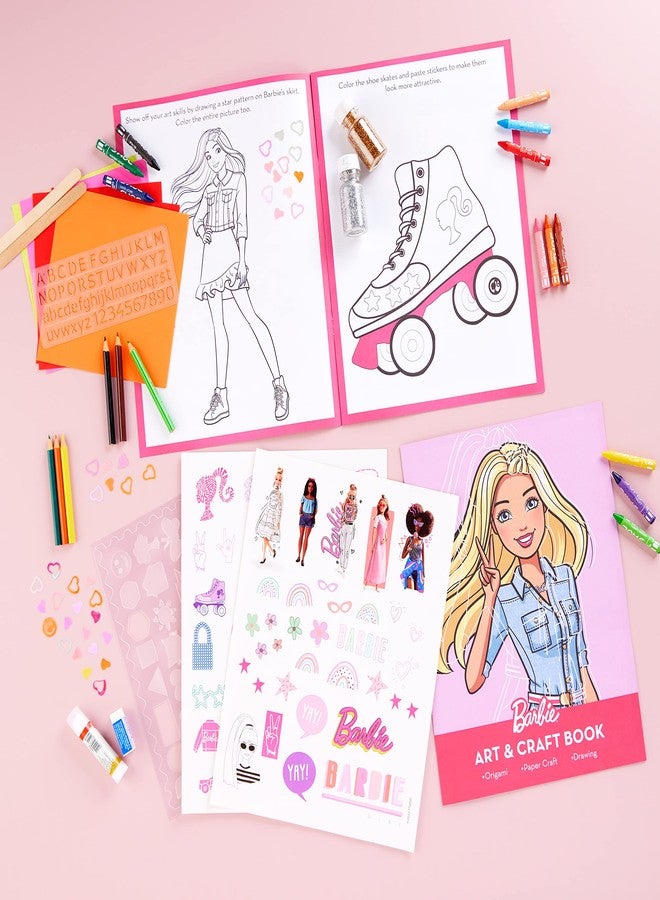 Barbie® Creative Activity Kit - Multiple Activity Barbie themed DIY Craft Kit for Kids Age 7+ Years & Above - an interesting array of activities, both trendy and enjoyable - Includes drawing, colouring, art and craft, sticker-based activities, origami and several other amazing DIY activities - Image 4
