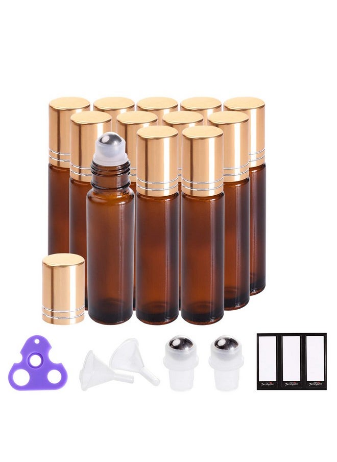 Essential Oil Roller Bottles (10Ml Amber Glass, 12 Pack) With 2 Extra Roller Balls, 24 Labels, Opener, 2 Funnels - pzsku/Z75B6E484C16C4EDF6873Z/45/_/1730727288/e1536cf1-d05a-4fb2-b8ec-97f290bed6d1