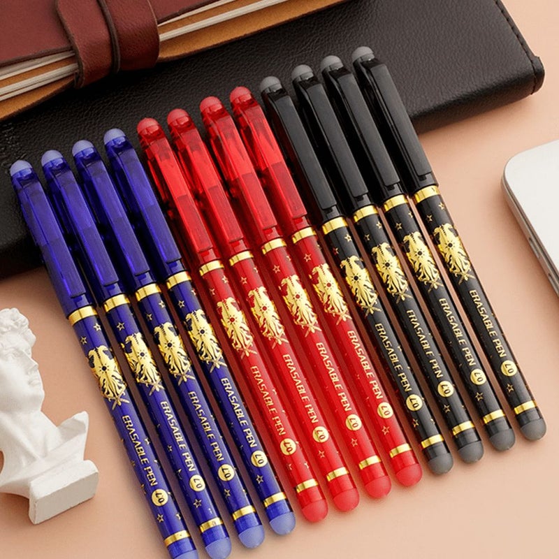 2 Pens 50 Refills 1 Eraser Erasable Gel Pen Set With Smooth Writing For Student Office School Supplies Black - Image 5