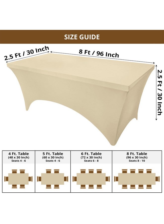 Utopia Kitchen مفرش طاولة يوتوبيا كيتشن سبانديكس 2 عبوة [8 قدم، شامبانيا] مفرش طاولة مشدود، مناسب، قابل للغسل ومقاوم للتجاعيد لتغطية مستطيلة للمعارض، حفلات الزفاف والحفلات [96×30×30 بوصة] - Image 2