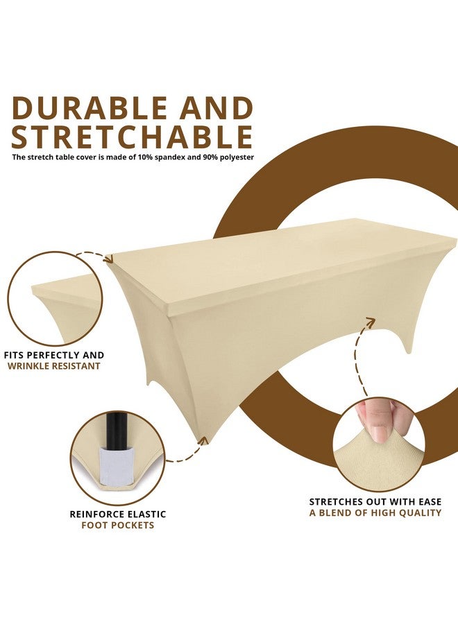 Utopia Kitchen مفرش طاولة يوتوبيا كيتشن سبانديكس 2 عبوة [8 قدم، شامبانيا] مفرش طاولة مشدود، مناسب، قابل للغسل ومقاوم للتجاعيد لتغطية مستطيلة للمعارض، حفلات الزفاف والحفلات [96×30×30 بوصة] - Image 5