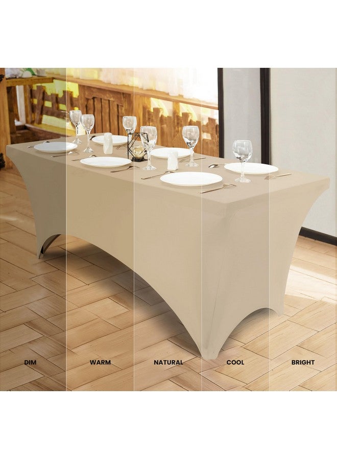Utopia Kitchen مفرش طاولة يوتوبيا كيتشن سبانديكس 2 عبوة [8 قدم، شامبانيا] مفرش طاولة مشدود، مناسب، قابل للغسل ومقاوم للتجاعيد لتغطية مستطيلة للمعارض، حفلات الزفاف والحفلات [96×30×30 بوصة] - Image 4