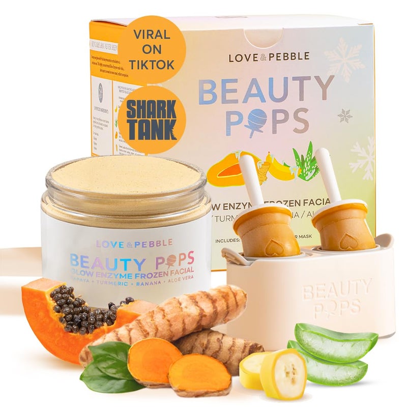 Love & Pebble Love  Pebble Beauty Pops  Ice Roller Massage  Skin Care Ice Mask for Face Set with Turmeric  Aloe  Cryo Dermal Benefits of Ice Face Roller and Gua Sha As Seen on Shark Tank and Tik Tok