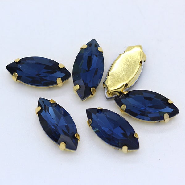Wholesale horse eye crystal glass claw drill multi-specification hand-stitched claw drill DIY clothing wedding dress bag shoes accessories Ink Blue 