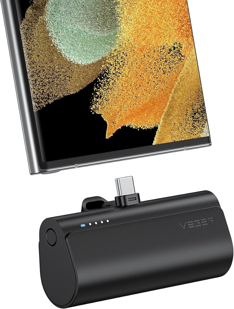 VEGER mini Portable charger, 20W PD fast charging USB C power bank, 5000mAh for Samsung GalaxyS22,S21,S20,S10 and ect Android port (Type-C) - Image 1
