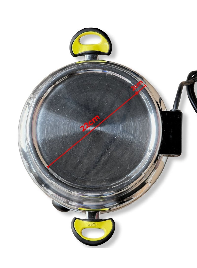 ARTC 1000W Multi-Purpose Electric Griddle Oven, Bread Maker & Pizza Maker with 3 Legs for Arabic Khamir Bread, Lebanese Bread, Fatayer, Pita, Mini Pizza | 22cm Top Baking Area, Heavy Duty 5.5L 99% Pure Certified Aluminum with Italian Heating Element, Safe 3-Pin Cable, 1-Year Warranty | For Home, Restaurants, Cafes, Bakeries, Kitchens & More - Image 3