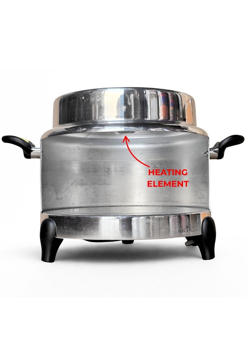 ARTC 1000W Multi-Purpose Electric Griddle Oven, Bread Maker & Pizza Maker with 3 Legs for Arabic Khamir Bread, Lebanese Bread, Fatayer, Pita, Mini Pizza | 22cm Top Baking Area, Heavy Duty 5.5L 99% Pure Certified Aluminum with Italian Heating Element, Safe 3-Pin Cable, 1-Year Warranty | For Home, Restaurants, Cafes, Bakeries, Kitchens & More - Image 5