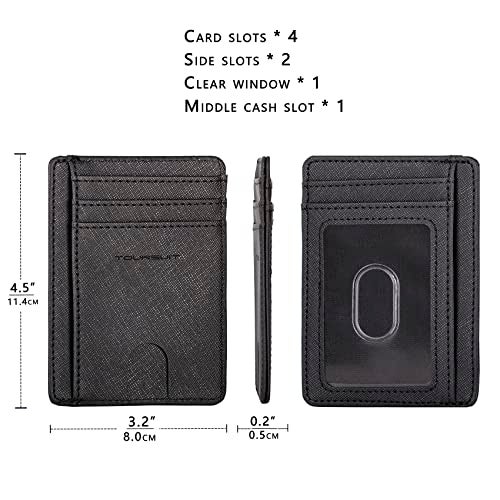 TOURSUIT Travel Minimalist Slim Front Pocket Wallet for Men Women, RFID Blocking Credit Card Holder Case (Cross Black) - Image 4