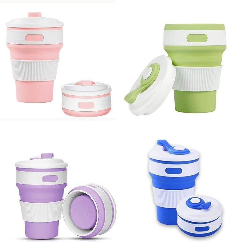 SKDBPM Collapsible Coffee Cups for Travel Reusable Silicone Collapsible Cups with Lid for Camping - Image 5
