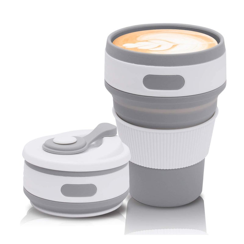 SKDBPM Collapsible Coffee Cups for Travel Reusable Silicone Collapsible Cups with Lid for Camping - Image 1