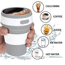 SKDBPM Collapsible Coffee Cups for Travel Reusable Silicone Collapsible Cups with Lid for Camping - Image 3