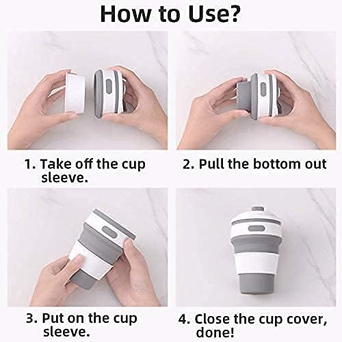 SKDBPM Collapsible Coffee Cups for Travel Reusable Silicone Collapsible Cups with Lid for Camping - Image 4