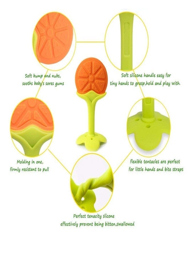 AEREX Orange Fruit Shape Baby Teether | Soft Silicone BPA Free Natural Organic Nipple Teether for Newborn Infant, Babies | Teething Toys for Babies | Silicone Soothing Teether (Orange) - Image 4