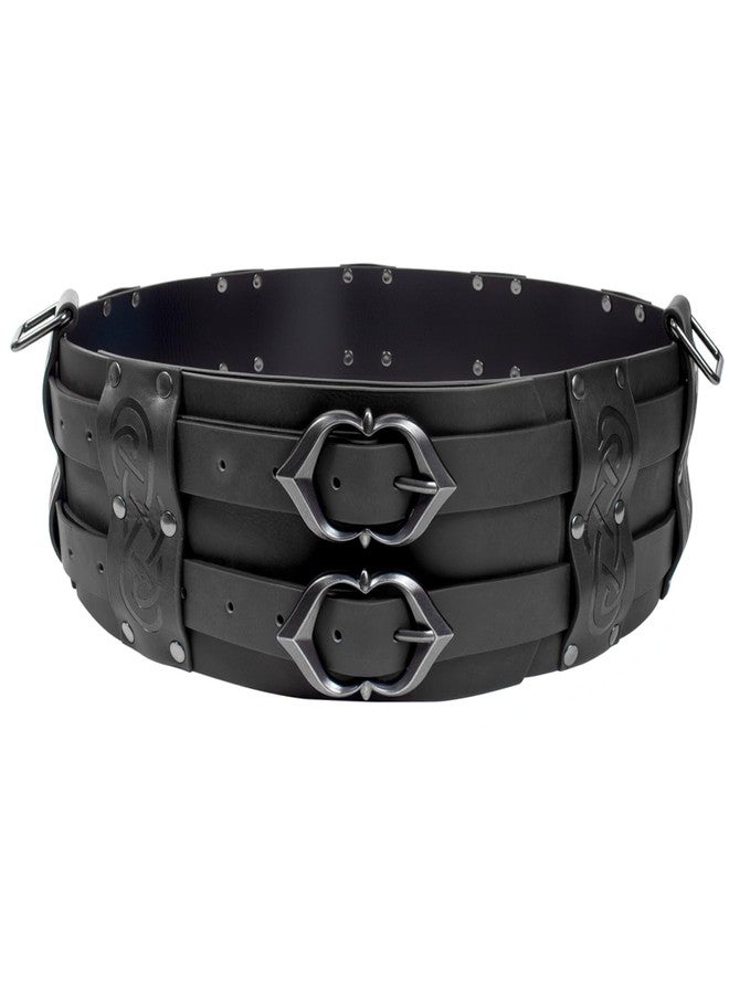SUMGOGO Retro Waist Belt Medieval Viking Leather Waist Armor Knight Wide Corset Belt Renaissance Halloween Cosplay Costume (Black B) - Image 1