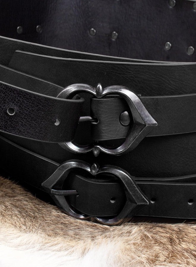 SUMGOGO Retro Waist Belt Medieval Viking Leather Waist Armor Knight Wide Corset Belt Renaissance Halloween Cosplay Costume (Black B) - Image 5