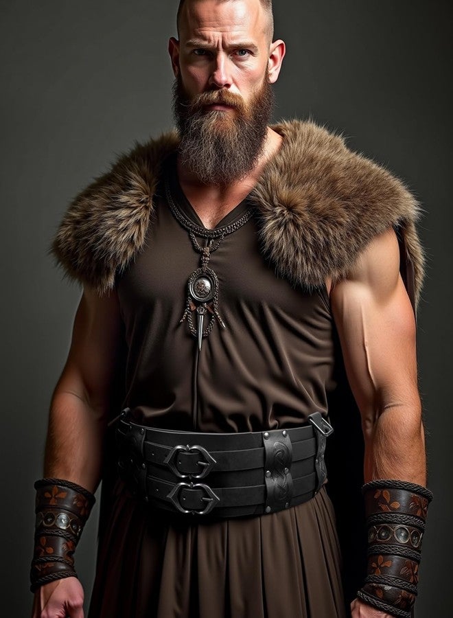 SUMGOGO Retro Waist Belt Medieval Viking Leather Waist Armor Knight Wide Corset Belt Renaissance Halloween Cosplay Costume (Black B) - Image 2