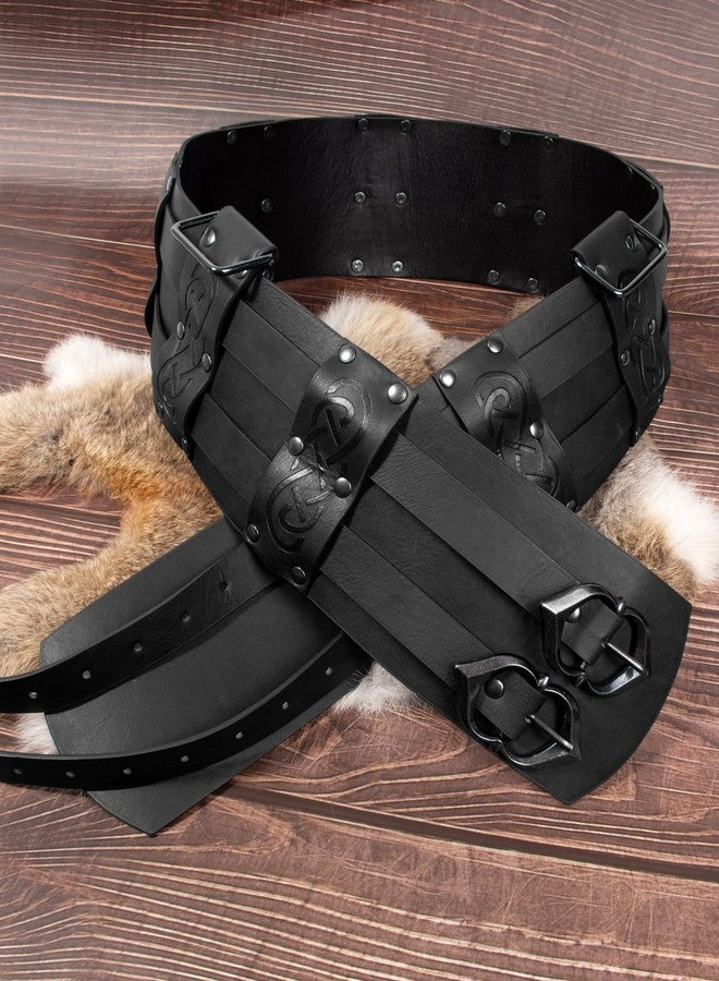 SUMGOGO Retro Waist Belt Medieval Viking Leather Waist Armor Knight Wide Corset Belt Renaissance Halloween Cosplay Costume (Black B) - Image 4