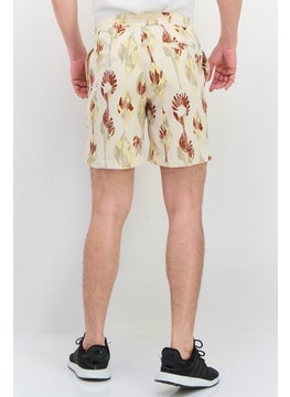Jack Jones Men Allover Print Drawstring Basic Shorts, Beige Combo  - Image 3