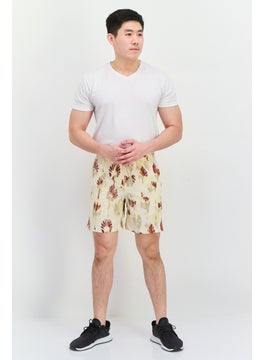Jack Jones Men Allover Print Drawstring Basic Shorts, Beige Combo  - Image 4