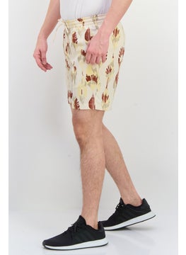 Jack Jones Men Allover Print Drawstring Basic Shorts, Beige Combo  - Image 2
