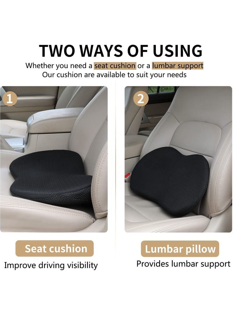 Car Seat Cushion - Memory Foam Car Seat Pad - Sciatica  Lower Back Pain Relief - Car Seat Cushions for Driving - Road Trip Essentials for Drivers(Black) - Image 2
