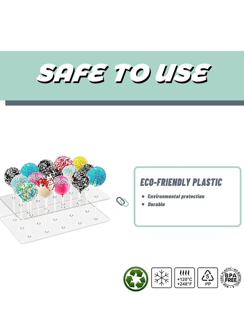 KASTWAVE حامل مصاصة أكريليك عبوة 2 أكريليك حامل كعكة مصاصة 50 قطعة أكياس حلوى واضحة 50 قطعة عيدان مصاصة لأدوات صنع كعكة المصاصة - Image 5