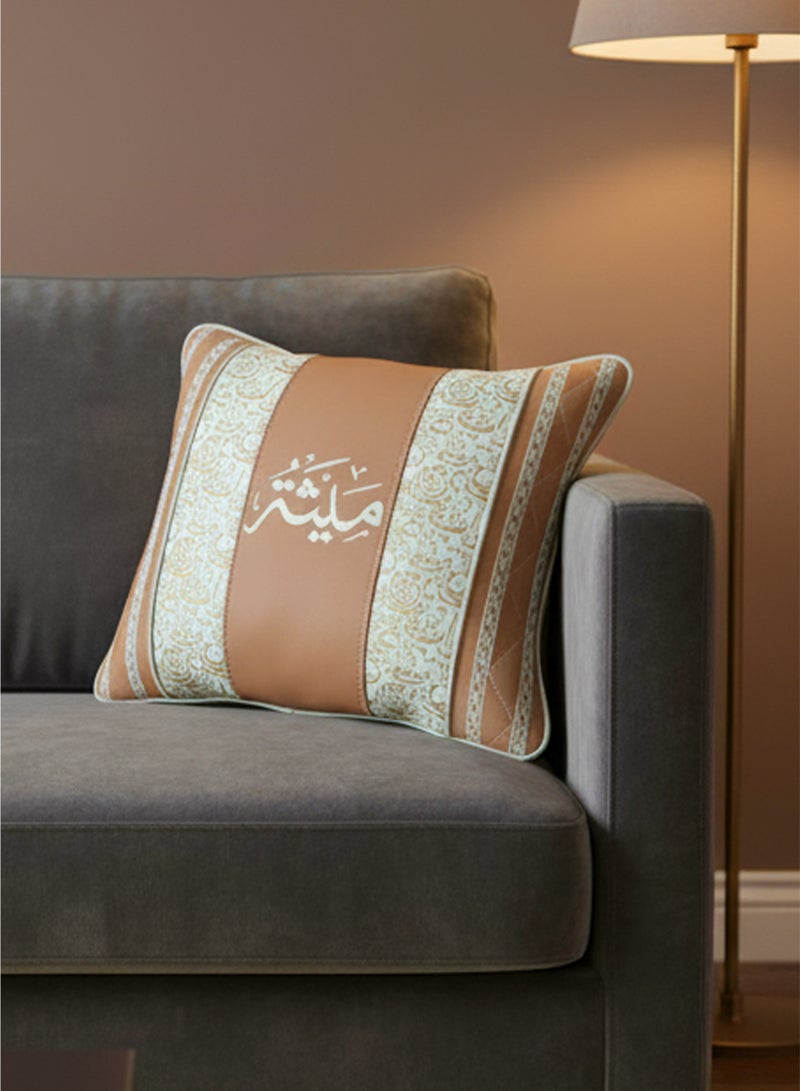 Luxury Leather Decorative Pillow – Elegant Arabic-Inspired Embroidery & Stitching – Stylish Cushion for Sofa & Home Décor - Image 5