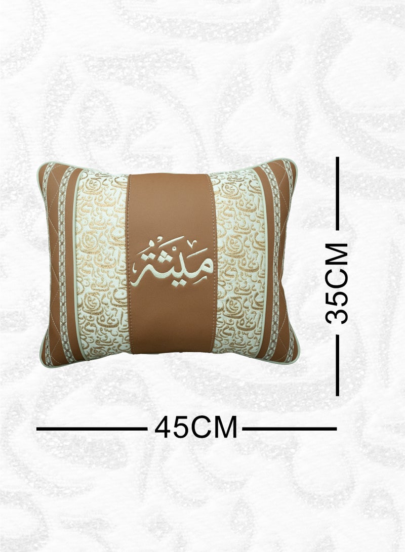Luxury Leather Decorative Pillow – Elegant Arabic-Inspired Embroidery & Stitching – Stylish Cushion for Sofa & Home Décor - Image 4
