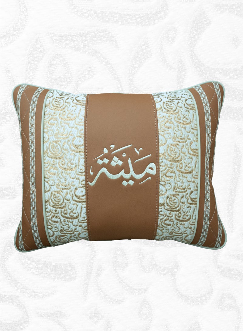 Luxury Leather Decorative Pillow – Elegant Arabic-Inspired Embroidery & Stitching – Stylish Cushion for Sofa & Home Décor - Image 1