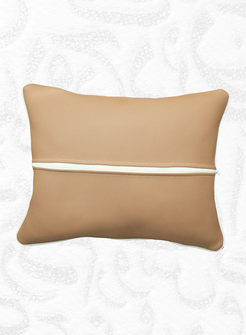 Luxury Leather Decorative Pillow – Elegant Arabic-Inspired Embroidery & Stitching – Stylish Cushion for Sofa & Home Décor - Image 3