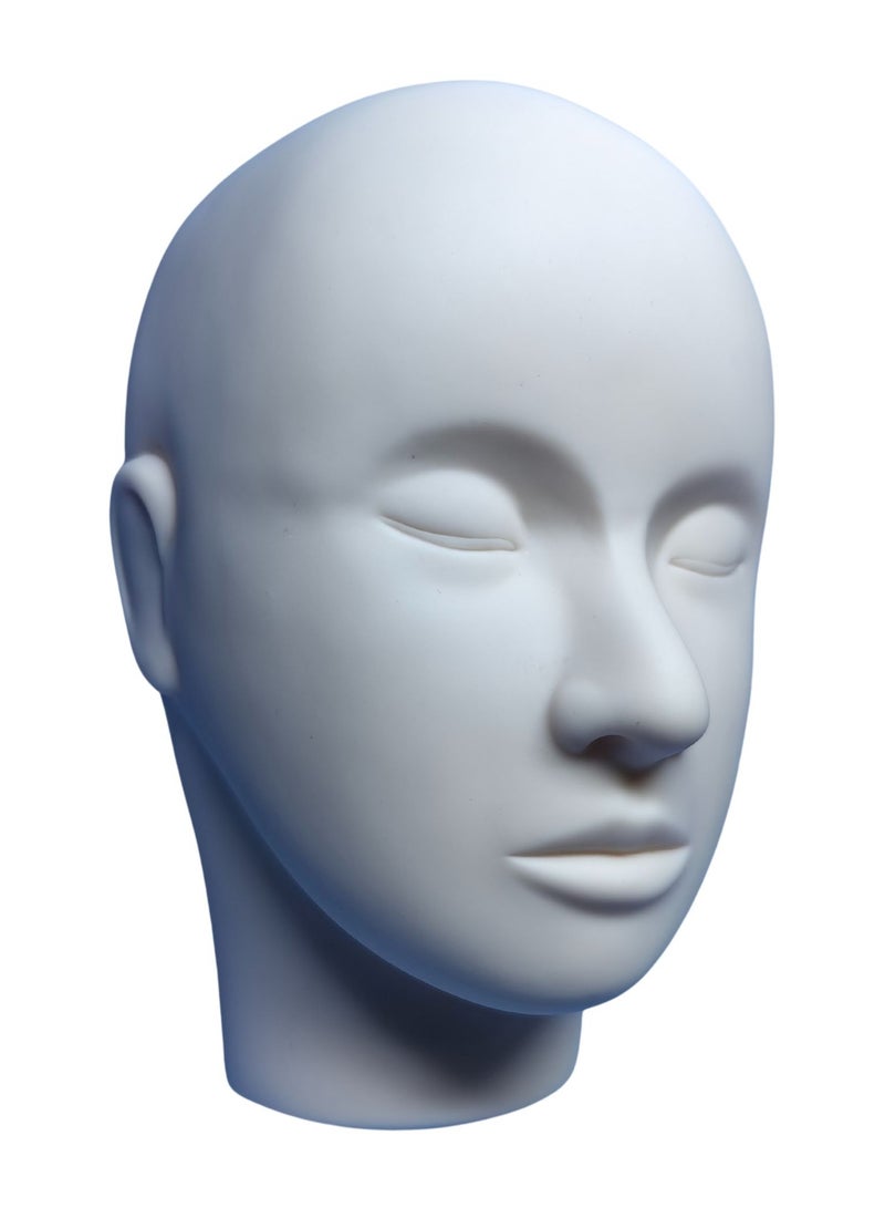 أورتوك رأس عارضة أزياء ذكر للشعر المستعار، رأس عرض مطاطي ناعم الملمس، رأس مانيكان عرض القبعات لممارسة المكياج رأس تدريب على المكياج للشعر، النظارات، صالون تجميل، حامل بلاستيك خلفي 15x11x24 سم - Image 2