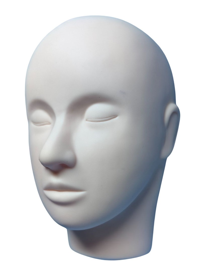 أورتوك رأس عارضة أزياء ذكر للشعر المستعار، رأس عرض مطاطي ناعم الملمس، رأس مانيكان عرض القبعات لممارسة المكياج رأس تدريب على المكياج للشعر، النظارات، صالون تجميل، حامل بلاستيك خلفي 15x11x24 سم - Image 3