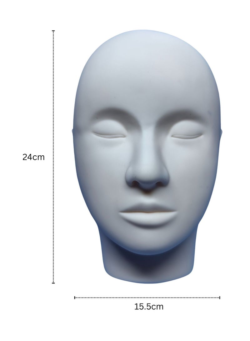 أورتوك رأس عارضة أزياء ذكر للشعر المستعار، رأس عرض مطاطي ناعم الملمس، رأس مانيكان عرض القبعات لممارسة المكياج رأس تدريب على المكياج للشعر، النظارات، صالون تجميل، حامل بلاستيك خلفي 15x11x24 سم - Image 4