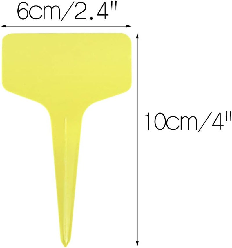 KINGLAKE 100 Pcs 6 x10cm Plastic Plant T-Type Tags Yellow Nursery Garden Labels - Image 2