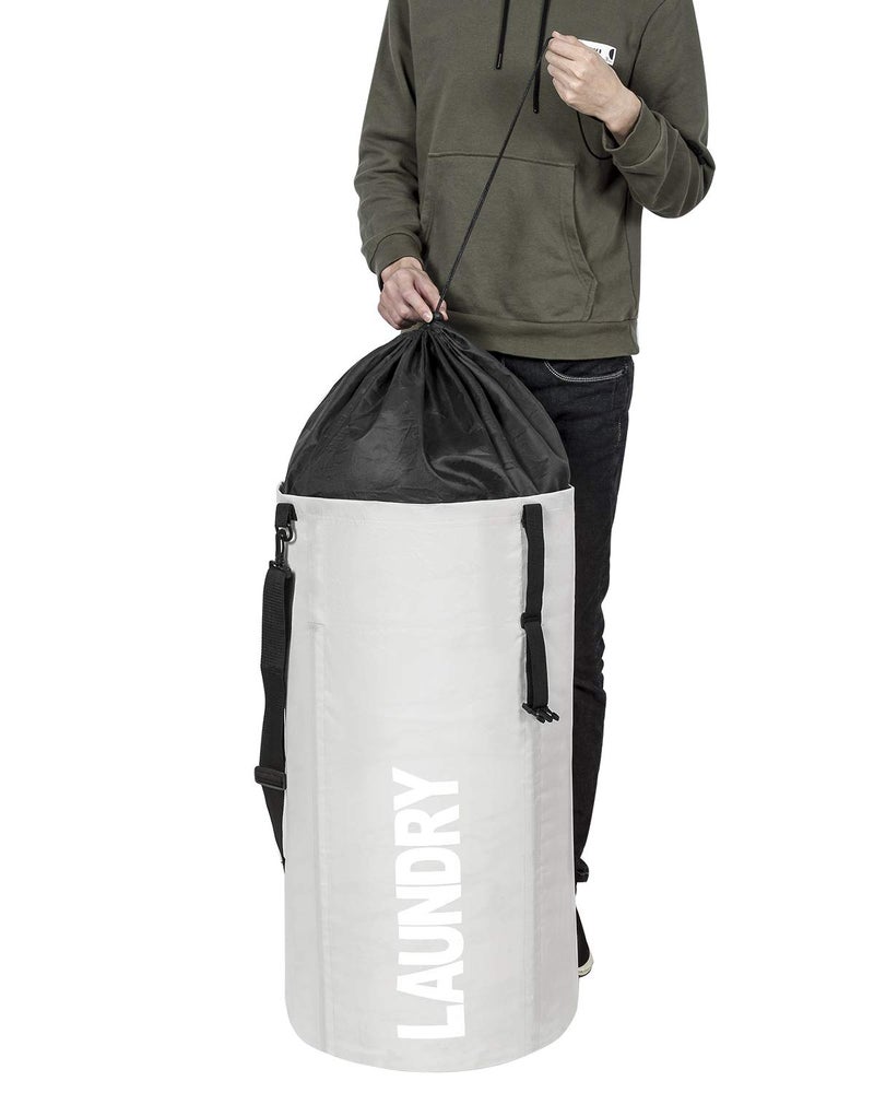 Chrislley 106L Extra Large Laundry Hamper with Drawstring Dorm Room Backpack Laundry Bag Collapsible Laundry Basket for College Students Travel Day Tripï¼ˆBeigeï¼‰ - Image 5