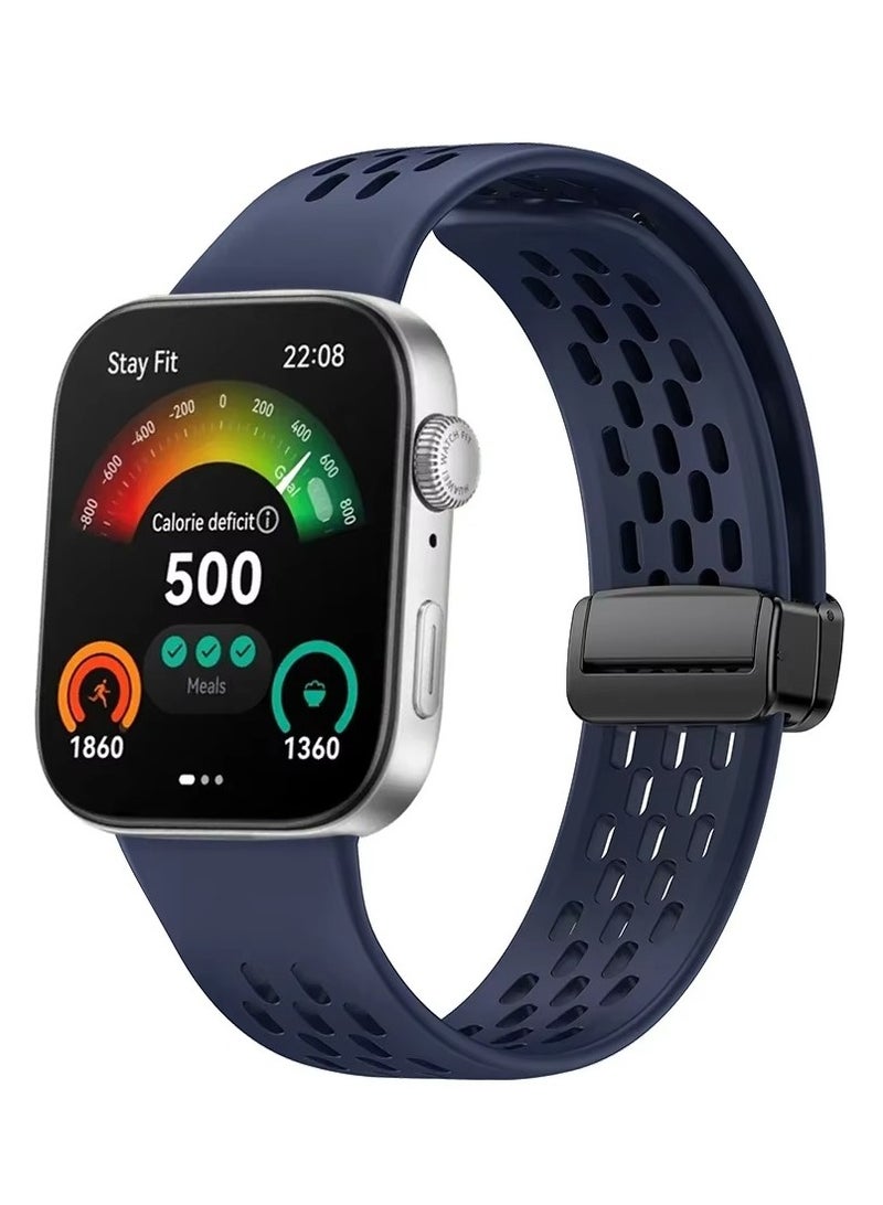 Silicone Strap for Huawei Watch Fit 3 Sports Magnetic Bracelet Breathe Wristband Correa Replacement Belt (Blue)  - Image 1