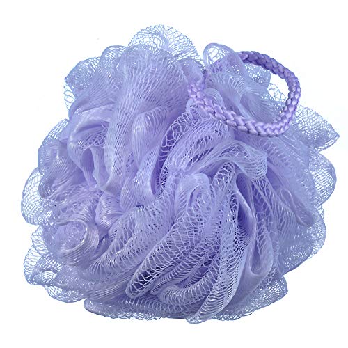 iboodi 60g/pcs Purple Mesh Bath Sponge Shower Pouf Loofahs Shower Puff Pack of 4 (Purple) - Image 3