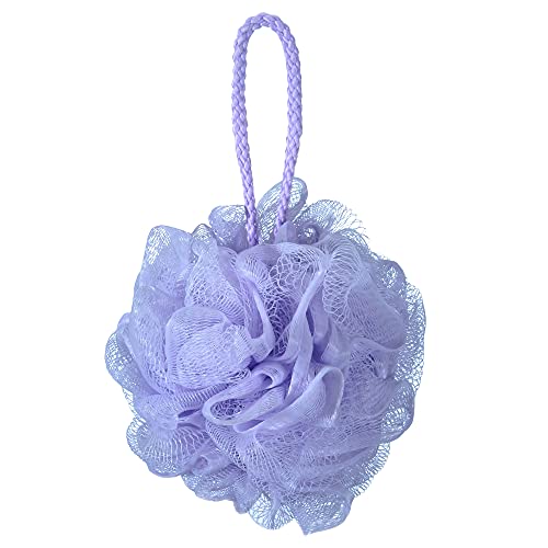 iboodi 60g/pcs Purple Mesh Bath Sponge Shower Pouf Loofahs Shower Puff Pack of 4 (Purple) - Image 2