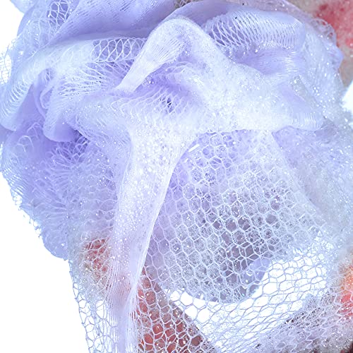 iboodi 60g/pcs Purple Mesh Bath Sponge Shower Pouf Loofahs Shower Puff Pack of 4 (Purple) - Image 5