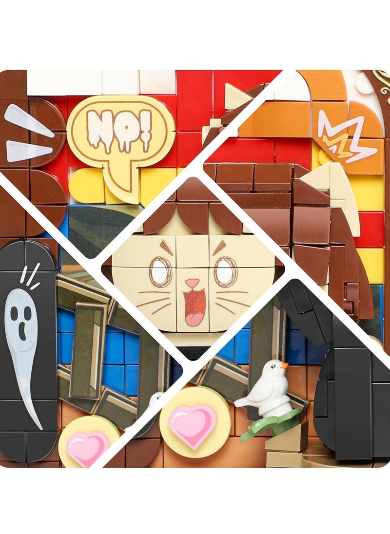 null - Cute 3D Painting Anime Toy Building Blocks Set, Model Building Blocks Set for Kids and Adults, Screaming Cat Building Blocks Set, Art Set, Kids Birthday Gift (416+ Blocks) - Image 1