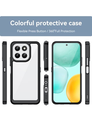 for Honor X6c 4G Case Cover, High Quality Hard Backplane Soft Border Pure and Bright Comfortable Feel Cell Phone Protective Case for Honor X6c 4G, Black - view 2
