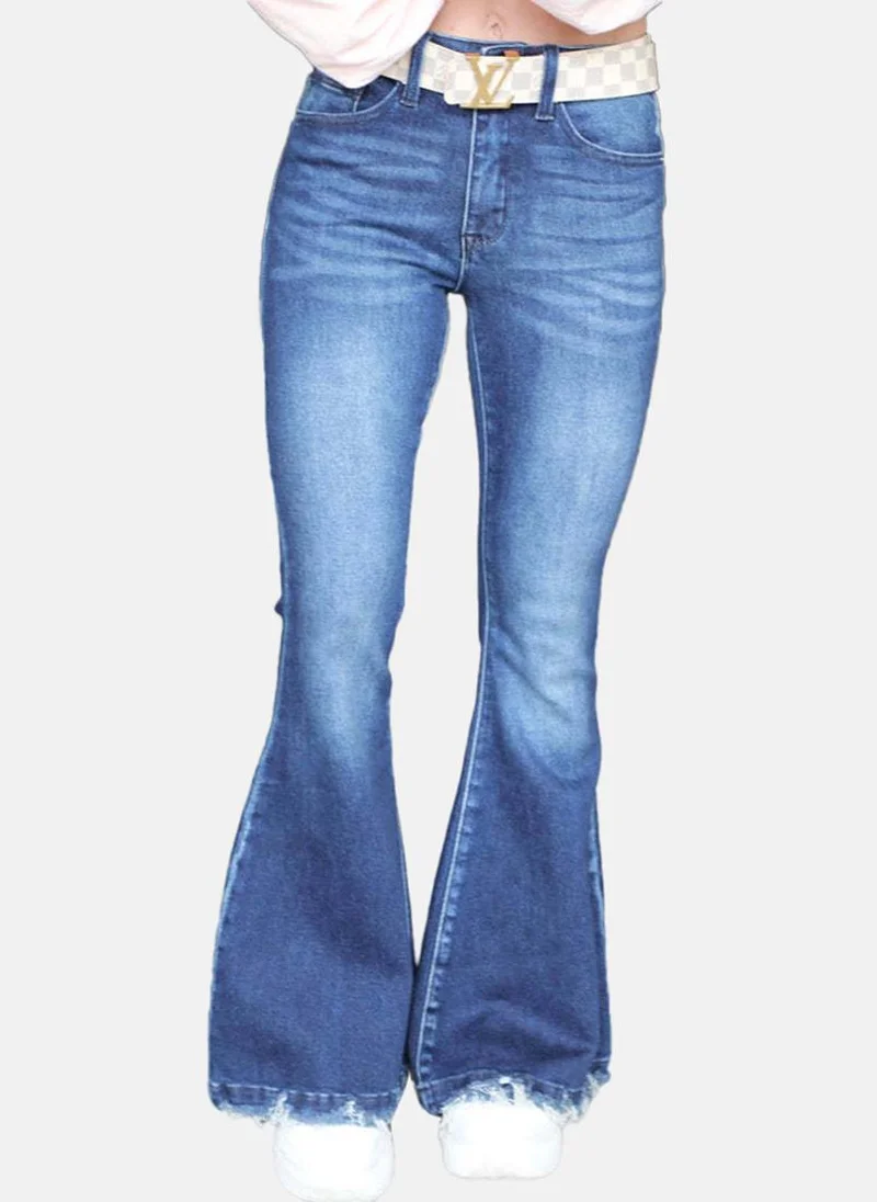 YUNIQEE Blue Bootcut Clean Look High-Rise Jeans