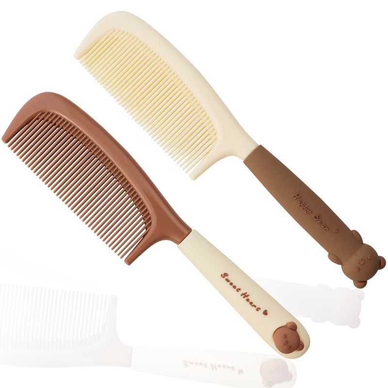 TCOTBE 2 Pack Womens Detangling Comb  Cute Styling Handle FineTooth Dressing and Haircut Comb for Wet or Dry Hair