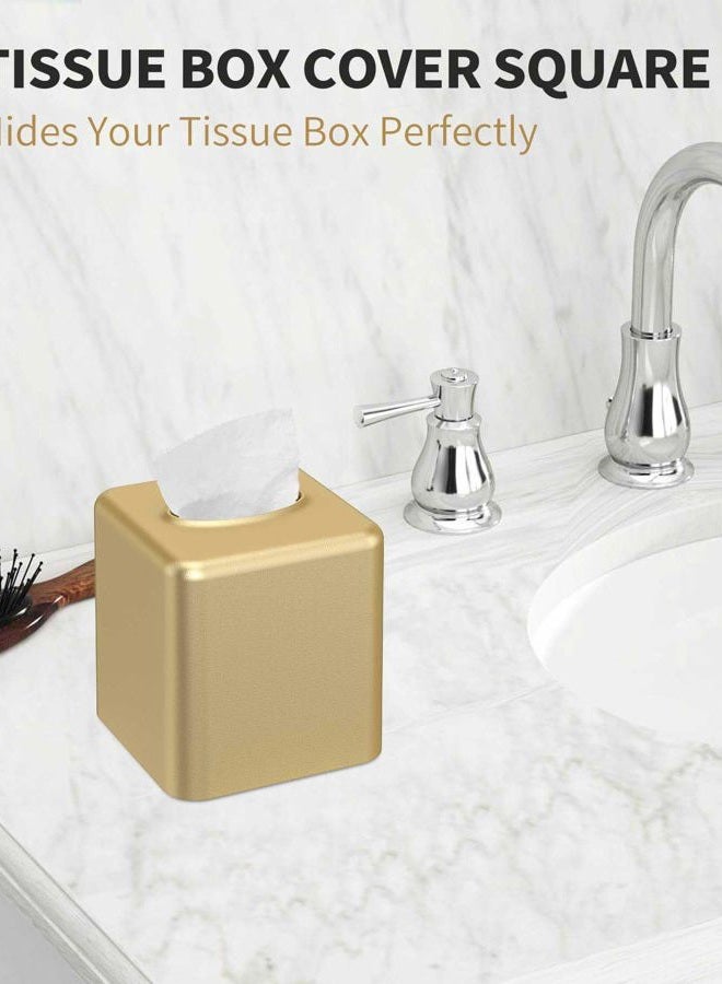 Livelab Gold Square Metal Tissue Box Holder Modern Decor Facial Napkin Holder Tissue Box Dispenser for Bathroom Vanity Countertop, Living Room, Bedroom, Office - Image 4