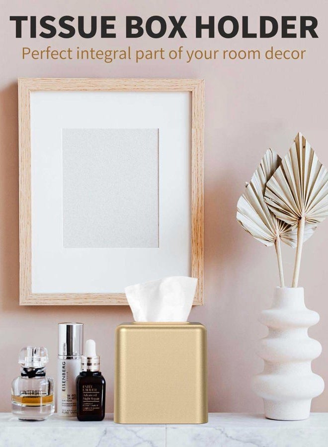 Livelab Gold Square Metal Tissue Box Holder Modern Decor Facial Napkin Holder Tissue Box Dispenser for Bathroom Vanity Countertop, Living Room, Bedroom, Office - Image 2