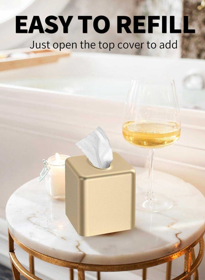 Livelab Gold Square Metal Tissue Box Holder Modern Decor Facial Napkin Holder Tissue Box Dispenser for Bathroom Vanity Countertop, Living Room, Bedroom, Office - Image 5