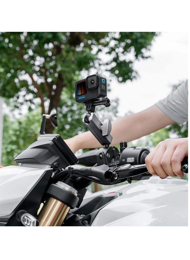 Generic - Motorcycle Handlebar Bike Mounting Clamp for GoPro Insta360 Accessories with 360 Ball Head Tube Pole Mounting Accessories for Go Pro Max Hero 12 11 10 9 8 7 Insta 360 DJI - Image 1